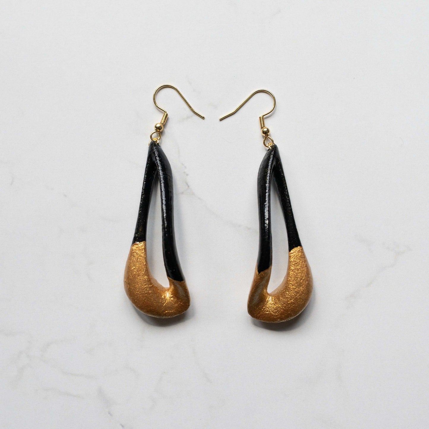 Eloura Earrings Painted (Black & Gold)